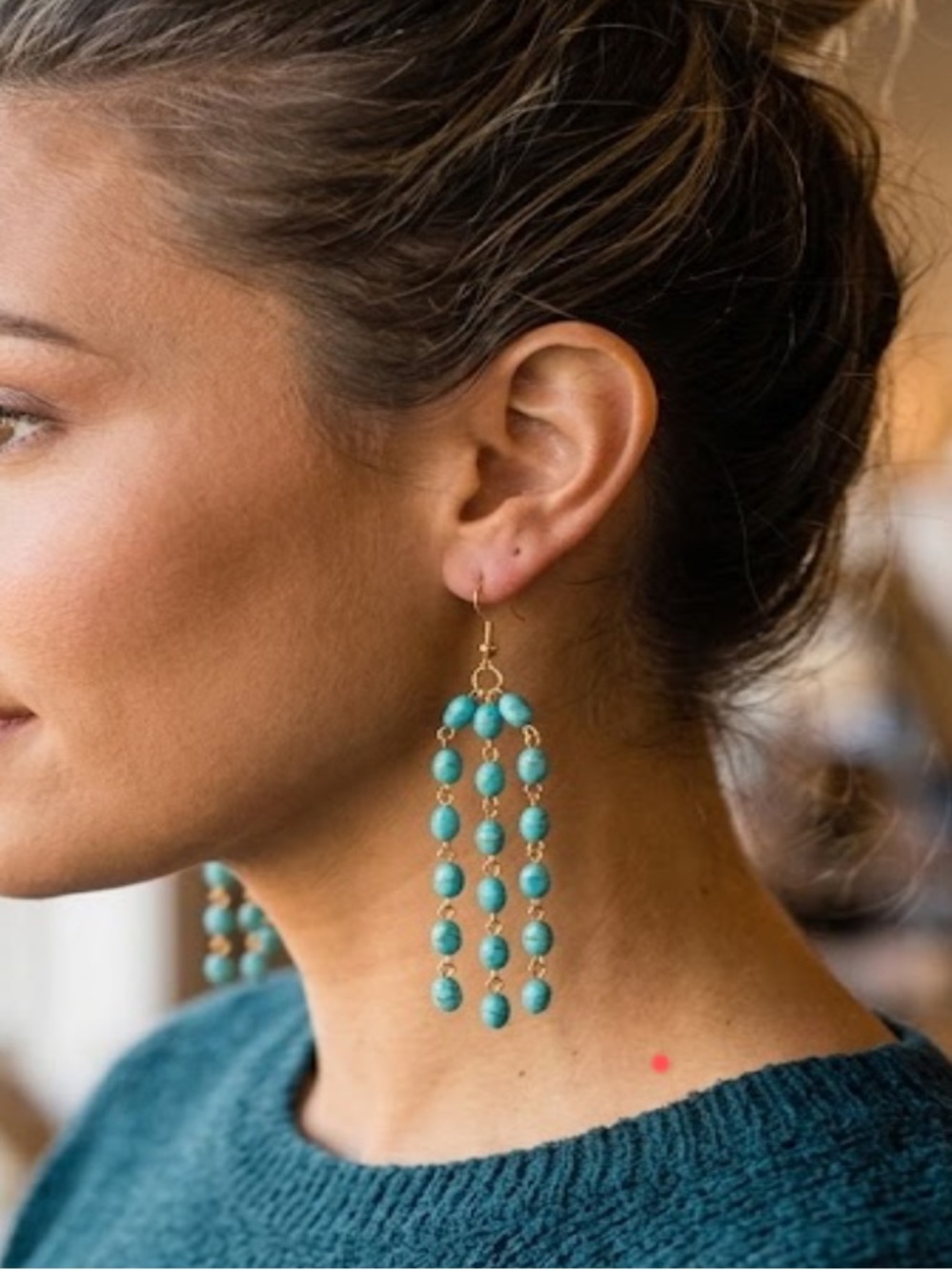 NEW! Plunder Turquoise and Gold Beaded Earrings